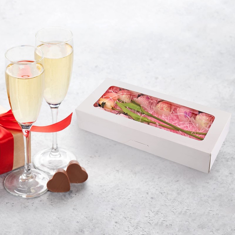 24-Pack 14" x 6" x 2.5" Cookie Boxes, Bakery Boxes with Window, Strawberry Bo... gallery