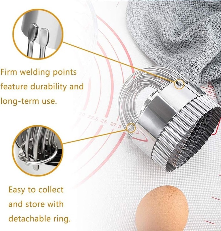 Stainless Steel Biscuit Cutters Set for Baking (5 Pieces) | Fluted Round Cook... gallery