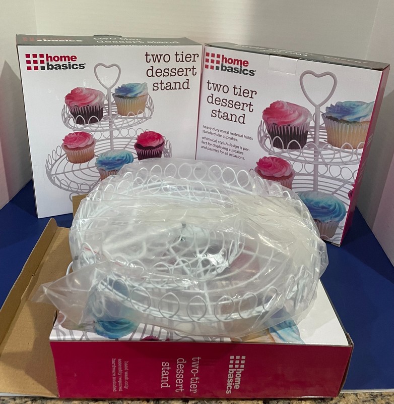 NIB Set of 3 Home Basic Two Tier Dessert Stands
