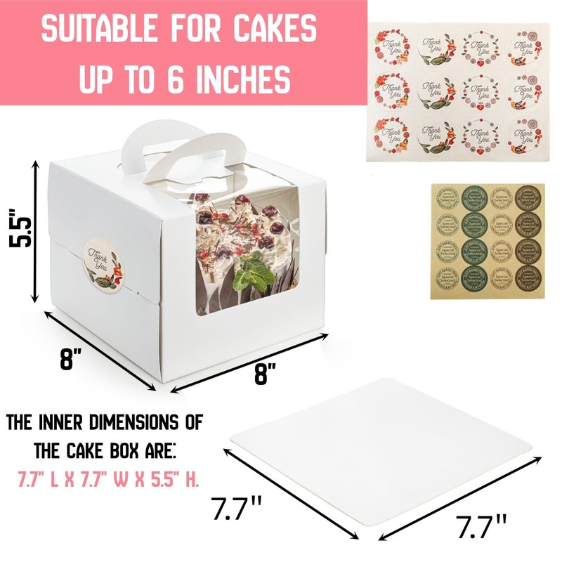 40 Pack Cake Boxes with Boards (20 Boxes + 20 Boards), 8 x 8 x 5.5 Inch Baker... gallery