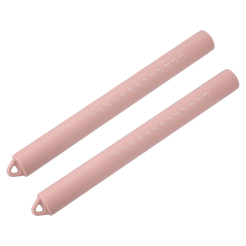 2 Pcs 10 Inch Silicone Rolling Pins Stainless Steel Core for Baking, Pink