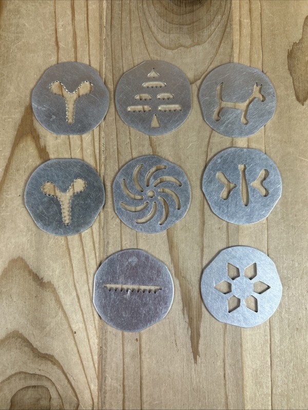 Mirro Cookie Press Discs Patterns Set Of 8 Aluminum Tree Dog Flower Butterfly