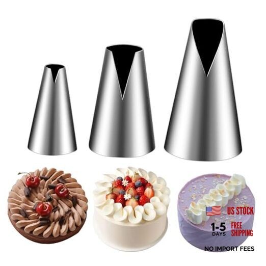 3 Pieces V-Shaped Piping Tips Set, Stainless Steel Cake Decorating Tips,