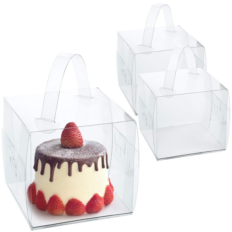 6x6x6Inch Transparent Bakery Boxes with Handles20Pcs 5inch 6inch Clear Cake B…