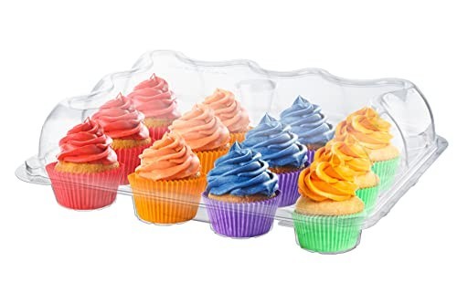 12 Compartment Cupcake Containers - 8 Pack Disposable High Dome Holder, Stackabl gallery