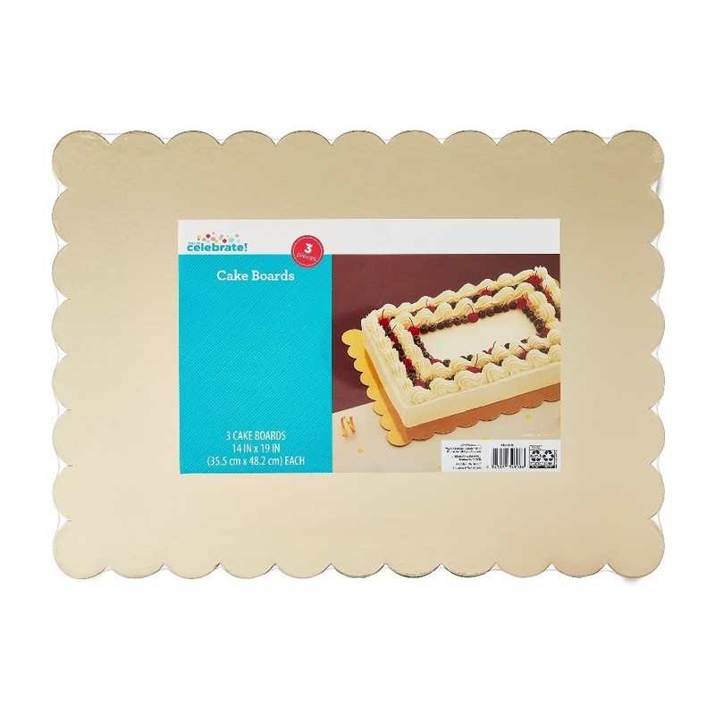 14 x 19 Inch Gold Scallop Edge Paper Cake Boards for Baking Decorating Party