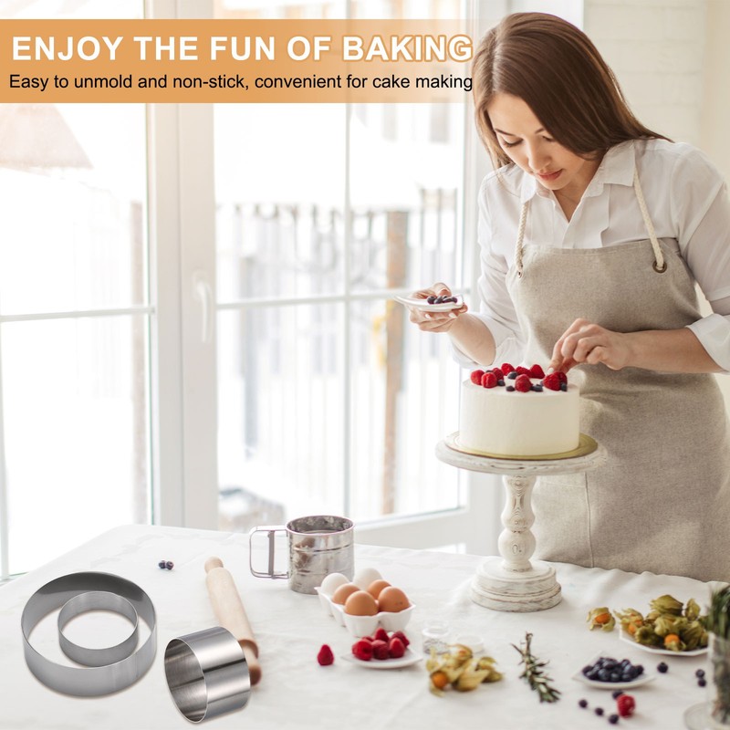 Round Cake Ring, 7.01" Dia x 3.15" H Stainless Steel Cooking Rings gallery