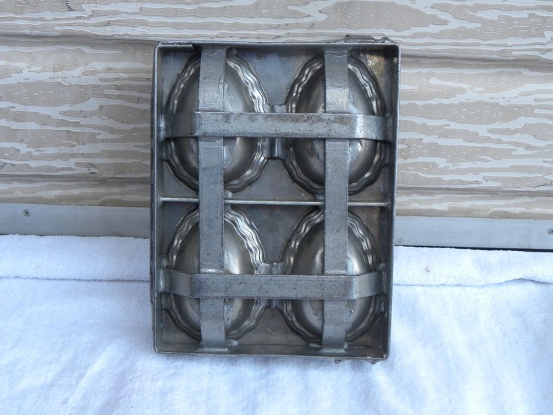 Antique Hollow Metal Easter Egg Chocolate Candy Mold with Lock Mechanism