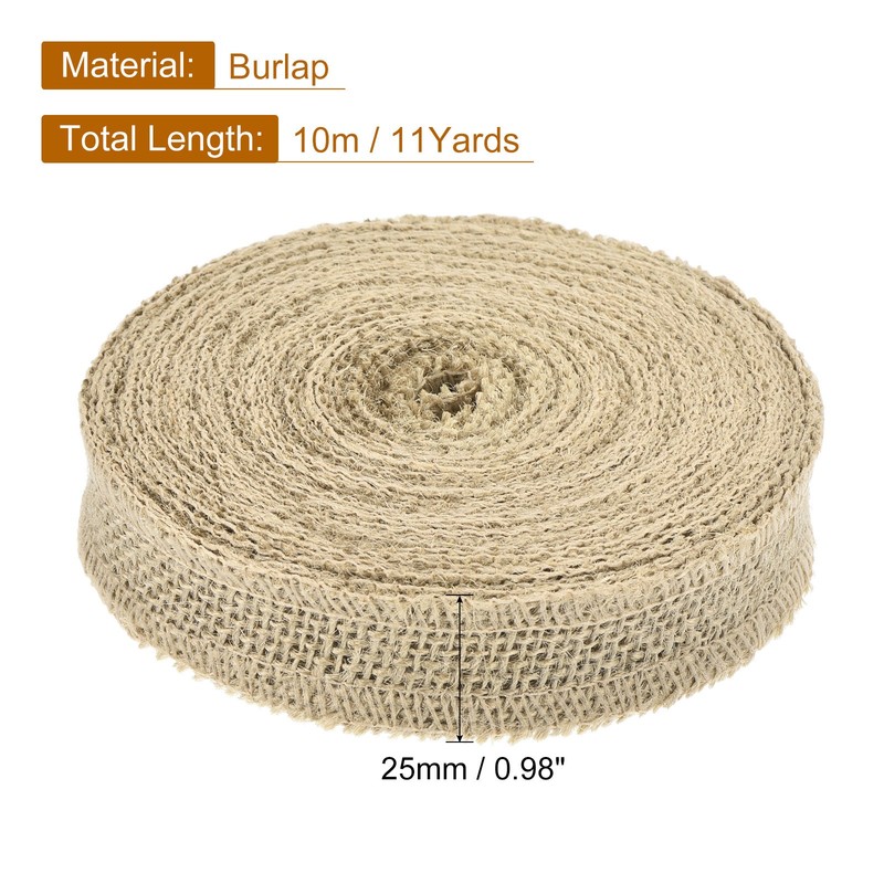 Burlap Ribbon, 1 Inch Wide Natural Jute Fabric Ribbon, 11 Yards gallery