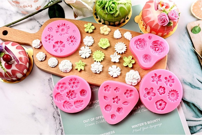 Flower Fondant Cake Molds, Daisy, Rose, Chrysanthemum and Small Flower Candy ... gallery