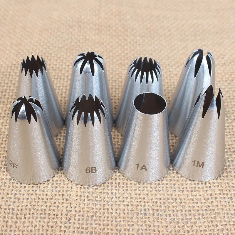 8pcs Piping Nozzles Set, Stainless Steel Icing Nozzles, Cream Cake Piping Tips F gallery