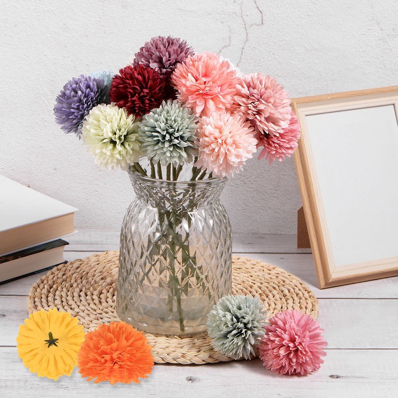 12-Pack Artificial Flower Heads, Light Blue Fake Chrysanthemum Floral for DIY gallery