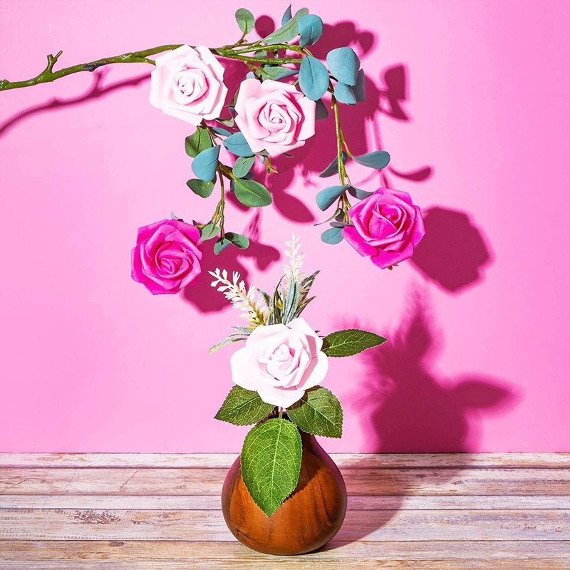 Bright Creations Artificial Flowers Foam Rose Heads - 3 X 1.2 In Mixed Pink gallery