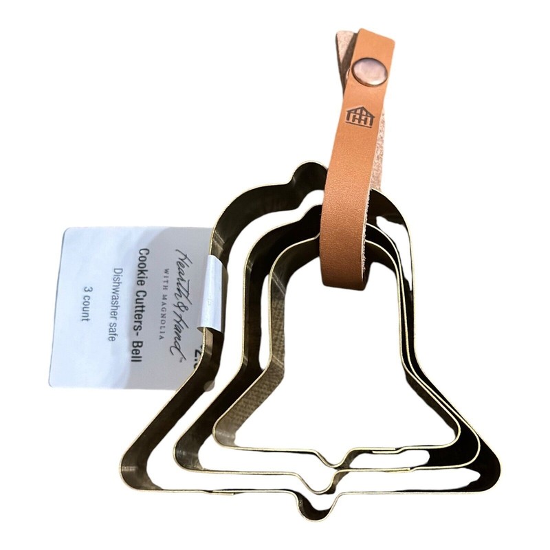 Bell Cookie Cutters 3 Pieces Leather Strap Hearth & And Hand With Magnolia NEW