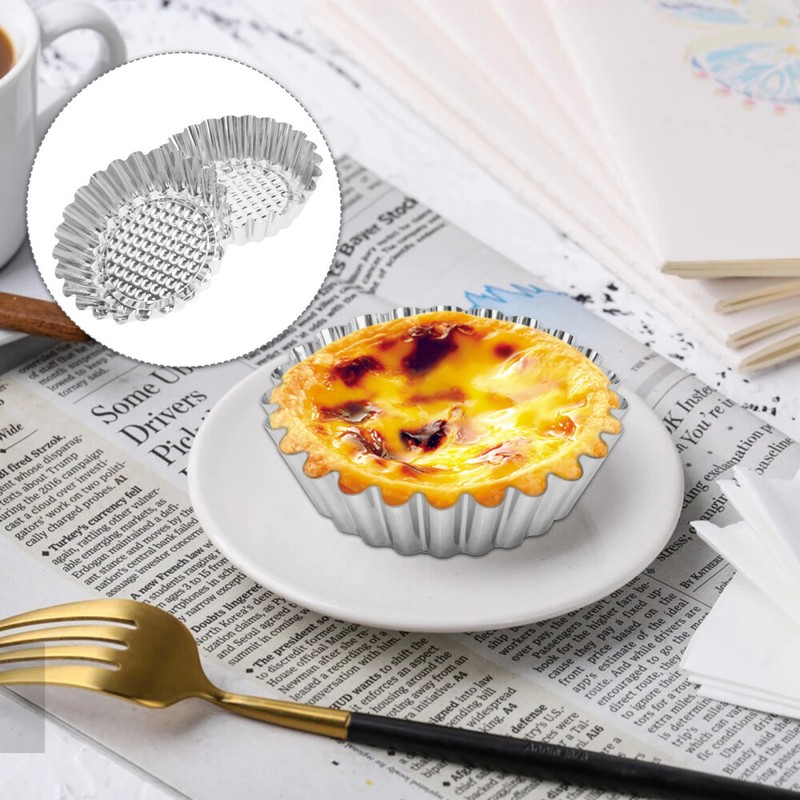 12PCS Egg Tart Mold Egg Tart Pusher Kitchen Tart Fluted Round Tart Metal Pans gallery