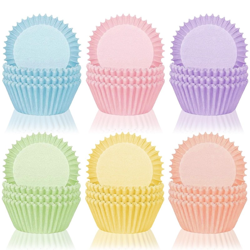 Whaline 600Pcs Colorful Cupcake Liners Pastel Color Cupcake Wrappers Baking C…