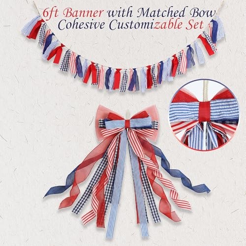 Sincere Party 4th of July Patriotic Indoor Outdoor Giant Bow Garland gallery