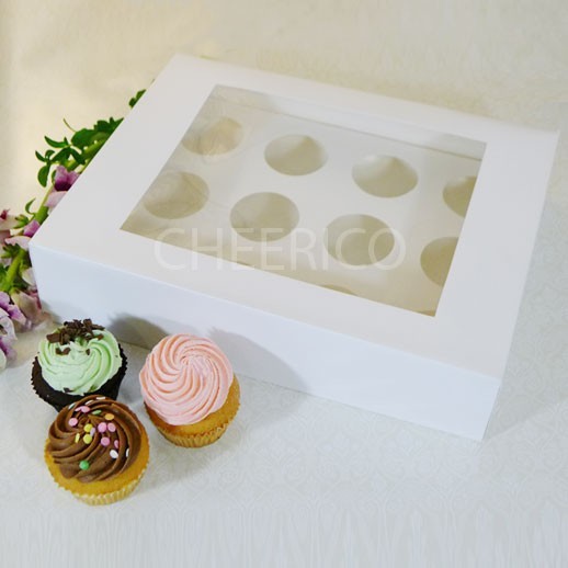 25 Counts of White Window Cupcake Box with 12 Cupcake Holder($2.3 Per Count)
