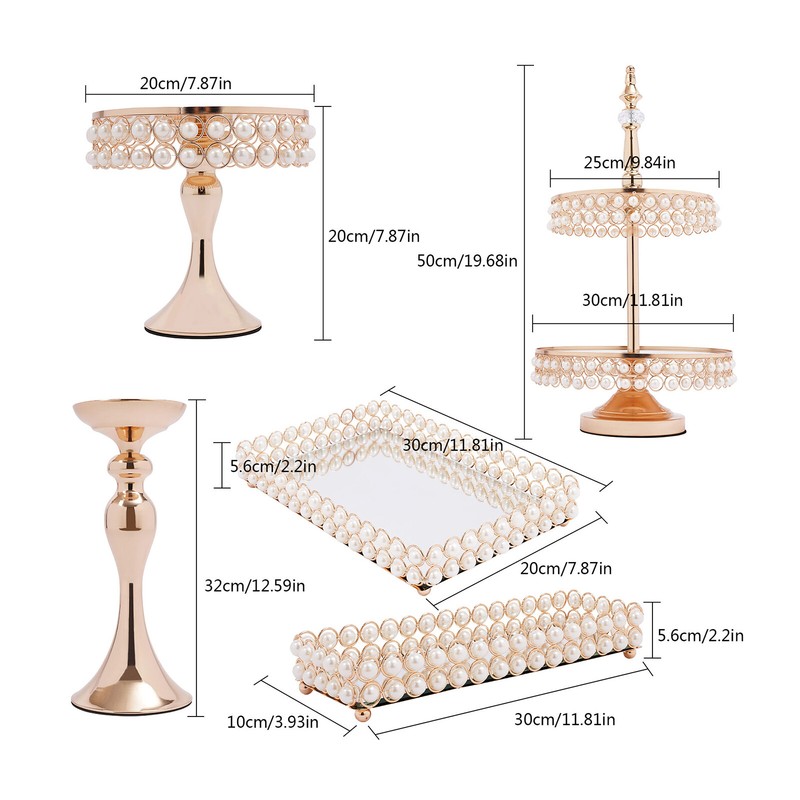 9pcs Cake Stand Wedding Party Cupcake Display Plates Tower Dessert Decor Gold US gallery