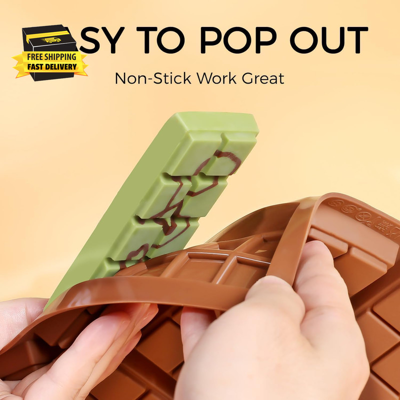 Chocolate Bar Mold - Non-Stick Chocolate Molds, Food Grade Silicone Deep Mold fo gallery