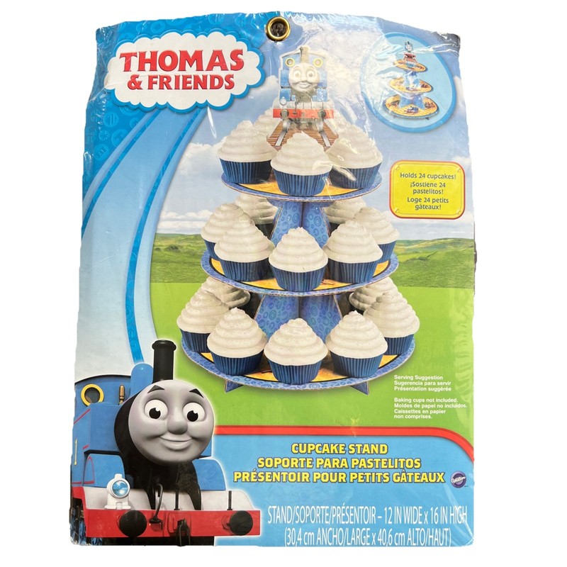 Thomas & Friends Birthday Party 24 Cupcake Stand Blue Yellow Train Locomotive