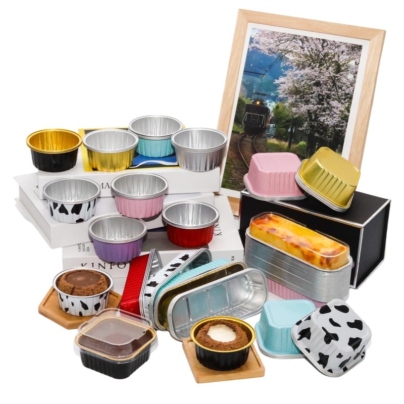 100 Pack 5oz Aluminum Cups With Lids Mini Tins Flan Containers Cupcake Holds gallery