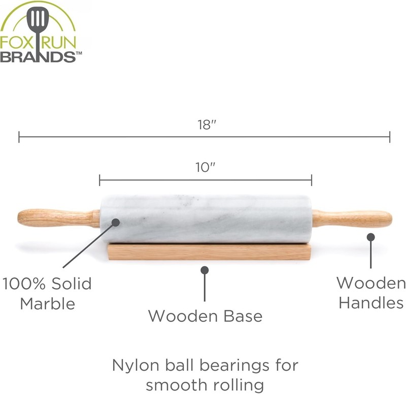 Fox Run Marble Rolling Pin, White (4050) gallery