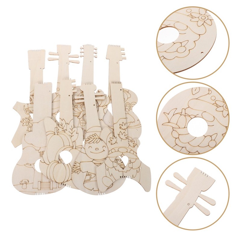 8 Pcs Thanksgiving Wood Ornaments Guitar Party Decorations Fall Cutouts gallery