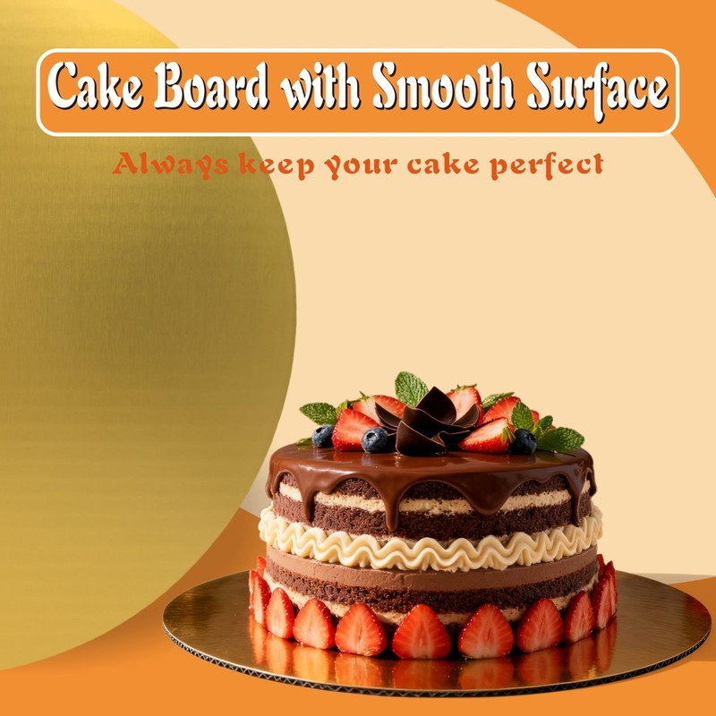 8 PCS Cake Boards 10 Inch Round, Gold 10 Inch Cake Boards Rounds Cake Plate, ... gallery