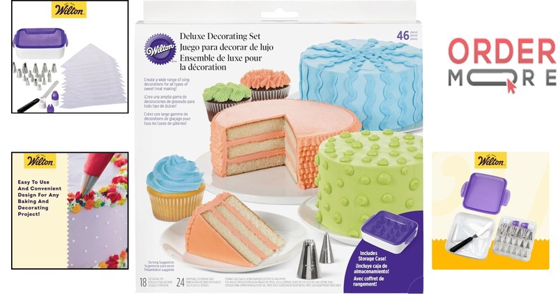 Cake Decorating Supplies Kit 46-Piece Stainless Steel Piping Tips Disposable ... gallery