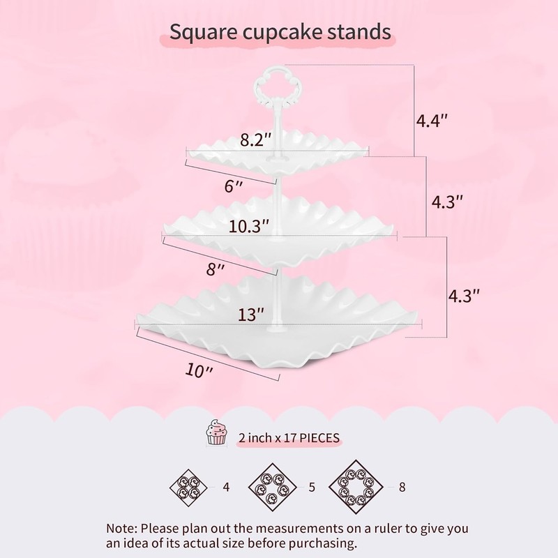 5 Piece Cake Stand Set W/ 2 x Large 3-Tier Cupcake Stands 3 x Appetizer Trays gallery