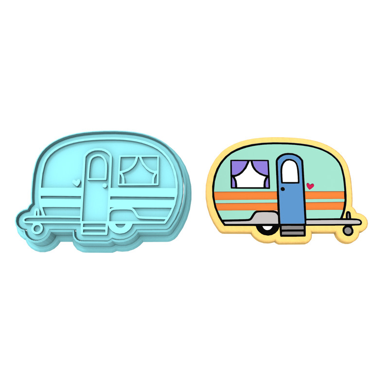 Camper Cookie Cutter & Stamp #2 | Camping Outdoors RV Travel Road Trip Camp Tree