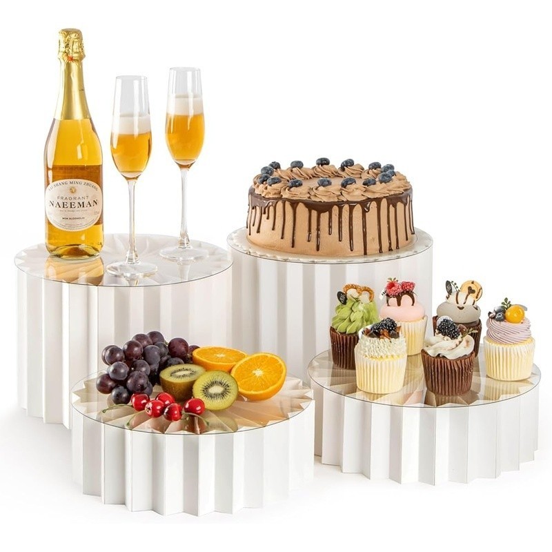 Elegant White Buffet Risers Display Stands Strong Durable Easy Assembly Events gallery