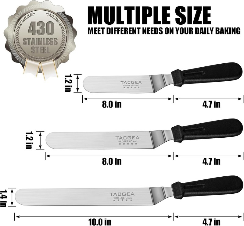 Icing Spatula, Angled Offset Cake Spatula with 6", 8", 10" Stainless Steel Blade gallery