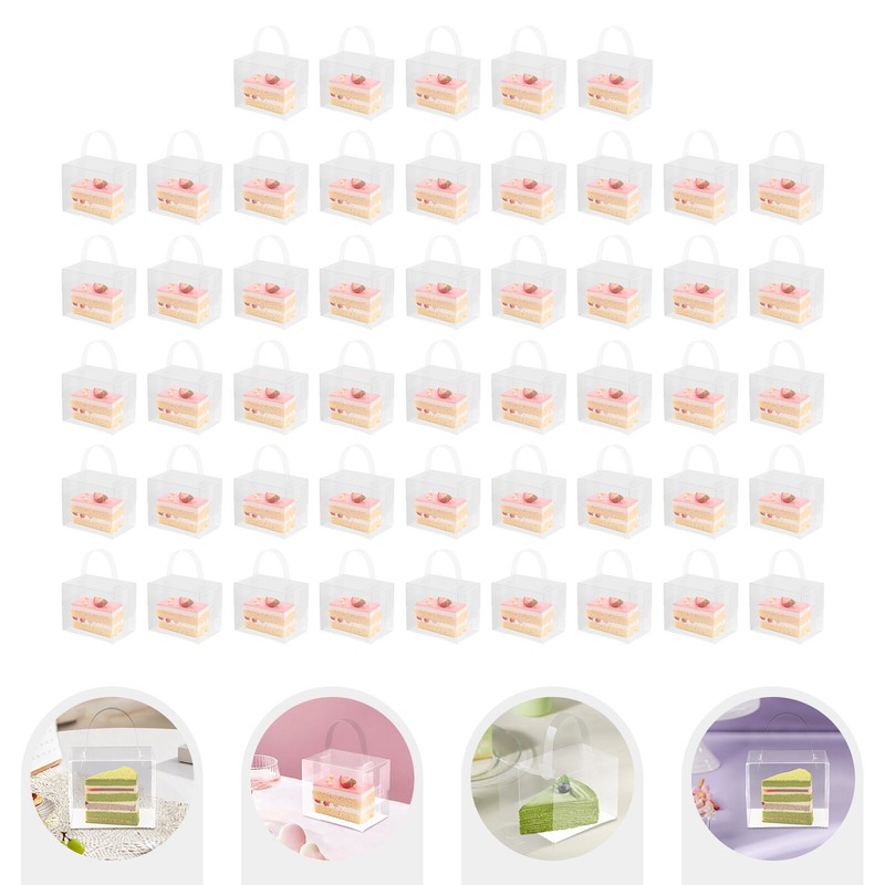 50-Pack Clear Cake Boxes With Handles & White Boards 12 × 10 × 8 cm gallery