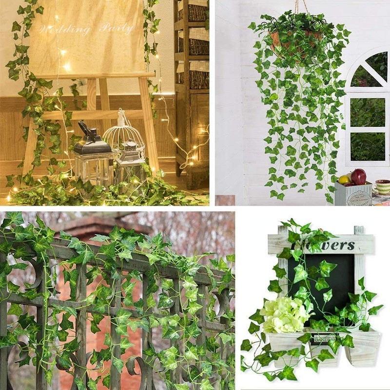CQURE 120Pack 840Ft Artificial Ivy Fake Vines,Ivy Garland Greenery Garland Fake gallery