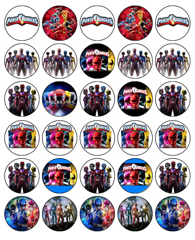 Power Rangers Edible Cupcake Topper Wafer Birthday Cake Decoration (2 Sizes)