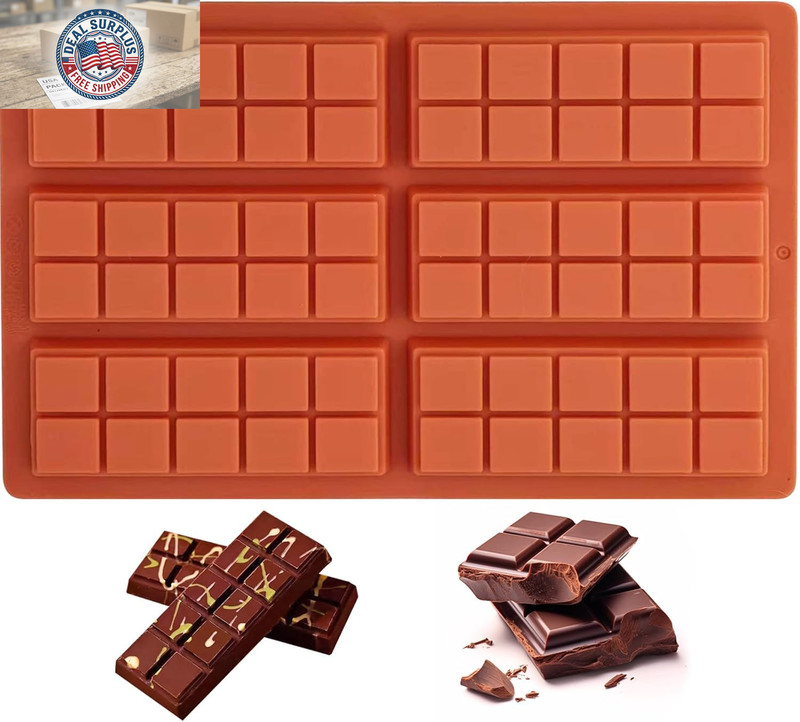 Silicone Chocolate Bar Mold – 6 Large Cavities, Food-Grade, Non-Toxic & Odorless