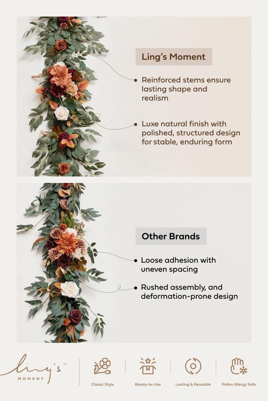 Ling'S Moment Lings Moment Pink Flower Garland - 6Ft Eucalyptus Rose - gallery