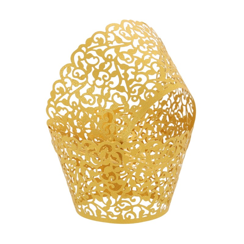 50Pcs Lace Cupcake Liners Vine Designed Laser Cut Cupcake Wraps Gold