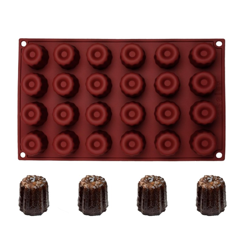 24Cavity Silicone Canele Molds Nonstick Bundtz Cake Pan Muffin Bread Baking