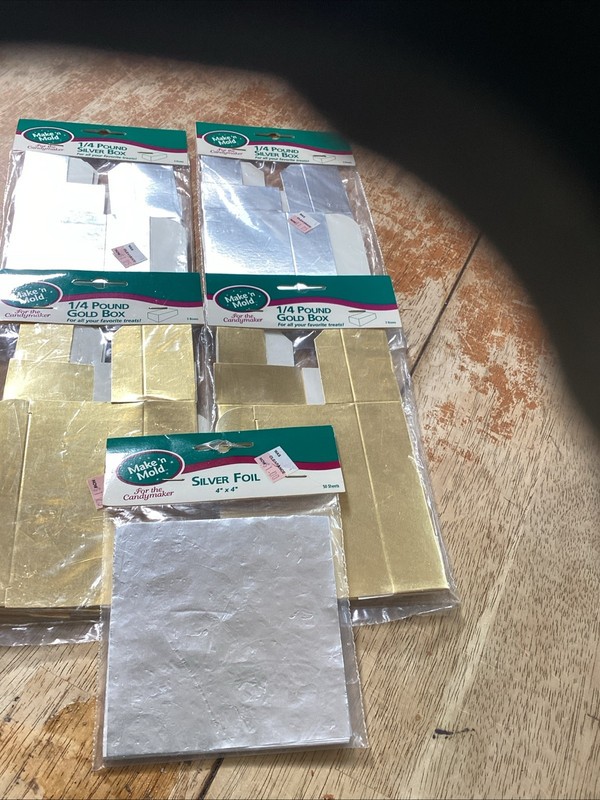 Lot of 5 New MAKE ‘N MOLD Treat Boxes Sliver Foil Candy Fudge Box