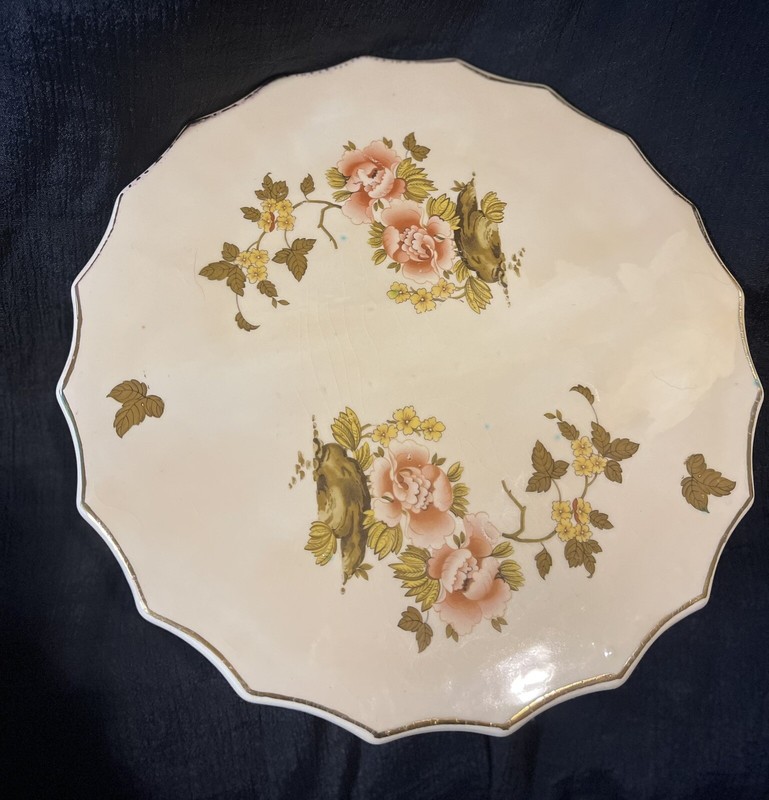 Vintage Footed Pedestal Cake Stand 10”Plate Floral Pattern gallery