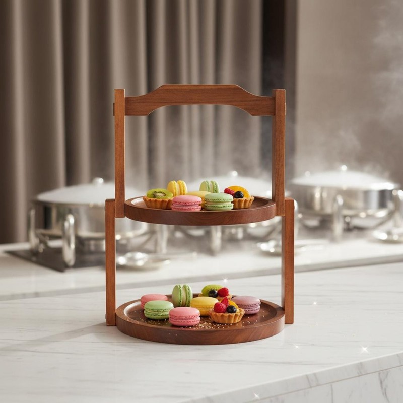 Wooden Tiered Dessert Stand Easy to Assemble Wood Snack Display Rack gallery