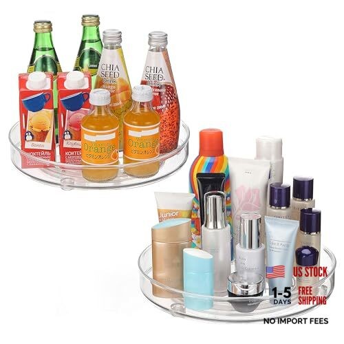 2-Pack Lazy Susan Cabinet Organizer, Plastic 10.5 Inch / 1 Tier / 2 Pack