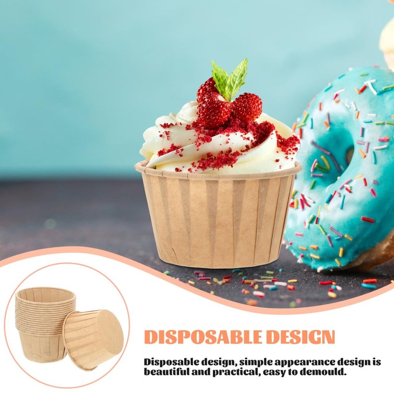 150pcs Jumbo Muffin Liners Rolled Edge Cupcake Cups Greaseproof Kraft Baking ... gallery