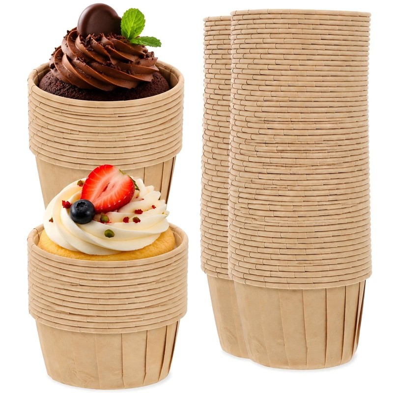 150pcs Jumbo Muffin Liners Rolled Edge Cupcake Cups Greaseproof Kraft Baking …