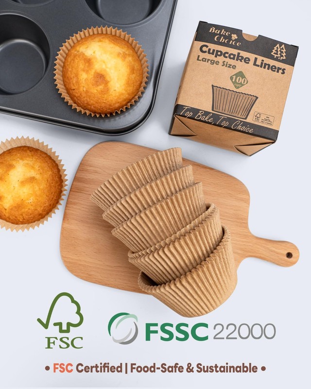 100Pcs Jumbo Cupcake Liners for Baking, Natural Jumbo Muffin Liners, Unbleached, gallery
