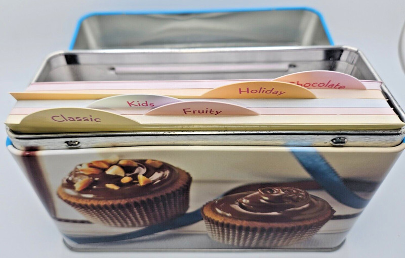 Cupcakes Keepsake Tin Recipe Box With 99 Recipes & 5 Section Dividers Deal Price gallery