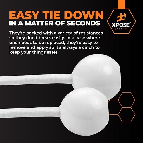 Bungee Ball Cords Pack Heavy Duty Stretch Rope with Ball Ties for 11" 10 White gallery